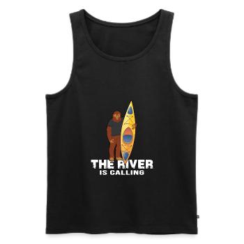 kayak ice canoe ice paddle canoe "river is calling" - Men's Premium Organic Tank Top - black - Front - AI Model Male 178 light (178cm)