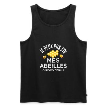 abeille hapiculteur je peux pas j ai mes abeilles - Débardeur bio Premium Homme - noir - Devant - Michal (187cm)