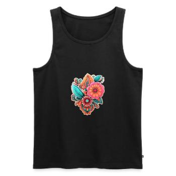 Wunderschönes Boho Blumen Herbarium Bouquet - Männer Premium Bio Tank Top - Schwarz - Vorne - AI Model Male 178 light (178cm)