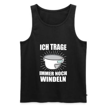 ABDL Windel Diaper Geschenk - Männer Premium Bio Tank Top - Schwarz - Vorne - AI Model Male 178 light (178cm)