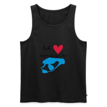 Ich liebe den Senftenberger See - Männer Premium Bio Tank Top - Schwarz - Vorne - Michal (187cm)