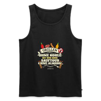 Grillen ohne Kohle Bier - Männer Premium Bio Tank Top - Schwarz - Vorne - AI Model Male 178 light (178cm)