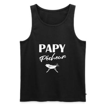 papy pêcheur t-shirt cadeau grand-père pêche - Débardeur bio Premium Homme - noir - Devant - Michal (187cm)
