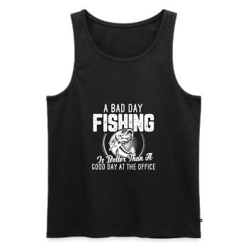 Angler fishing fisherman saying fishing - Men's Premium Organic Tank Top - black - Front - Michal (187cm)