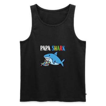 Papa Shark Autism - Men's Premium Organic Tank Top - black - Front - Michal (187cm)