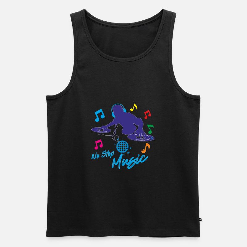 No Stop Musik - Männer Premium Bio Tank Top - Schwarz