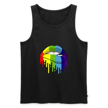 Rainbow Regenbogen Pride Homosexual Kleidung Mann - Männer Premium Bio Tank Top - Schwarz - Vorne - Michal (187cm)