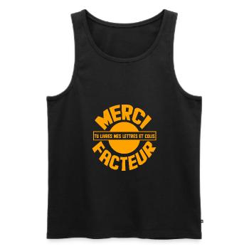 merci facteur tu livres mes lettres et colis - Débardeur bio Premium Homme - noir - Devant - Michal (187cm)
