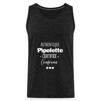 Authentique pipelette certifiée conforme - Débardeur bio Premium Homme - charbon - Devant - Alexander (188cm)