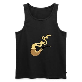 Smoke Tobacco Pipe Smoke - Men's Premium Organic Tank Top - black - Front - AI Model Male 178 light (178cm)