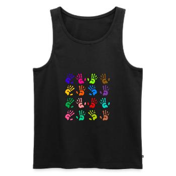 Kids Colorful Hand Prints - Men's Premium Organic Tank Top - black - Front - Michal (187cm)