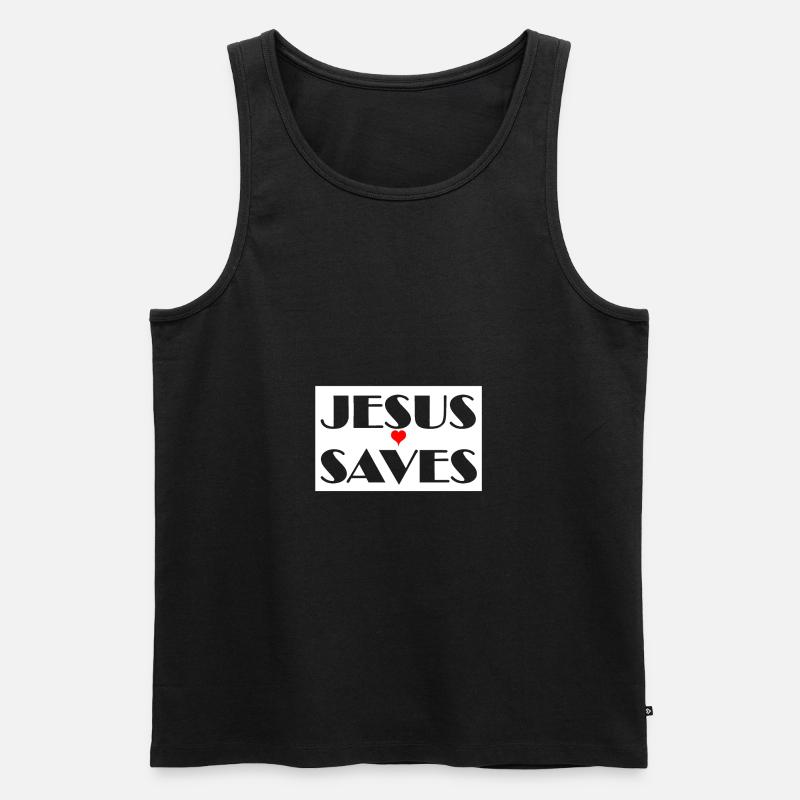 JESUS SAVES - Männer Premium Bio Tank Top - Schwarz