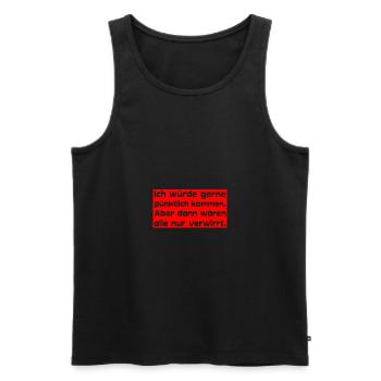 unpunctual - Men's Premium Organic Tank Top - black - Front - AI Model Male 178 light (178cm)