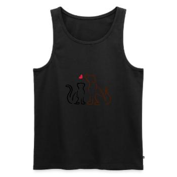 Chat et chien / chat et chien, amour, amoureux des animaux - Débardeur bio Premium Homme - noir - Devant - Michal (187cm)
