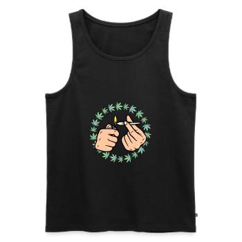Weed - Männer Premium Bio Tank Top - Schwarz - Vorne - Michal (187cm)