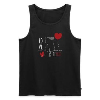 Chat avec coeur Chat amour animal Chats - Débardeur bio Premium Homme - noir - Devant - AI Model Male 178 light (178cm)