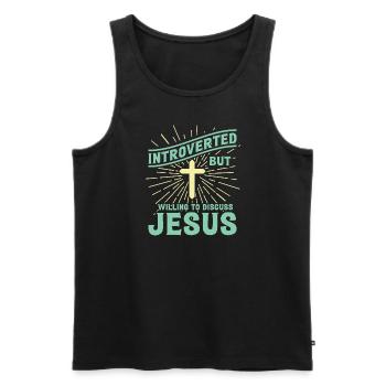Introverted But Willing To Discuss Jesus - Funny - Men's Premium Organic Tank Top - black - Front - Michal (187cm)