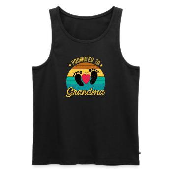 Promoted to Grandma - Befördert zur Oma Retro - Männer Premium Bio Tank Top - Schwarz - Vorne - Michal (187cm)