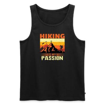 Hiking is my passion Hikers Hiking Nature Mountains - Men's Premium Organic Tank Top - black - Front - Michal (187cm)