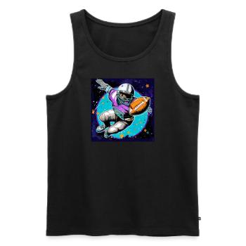 Joueur de football américain Art Football dans l’espace - Débardeur bio Premium Homme - noir - Devant - Michal (187cm)