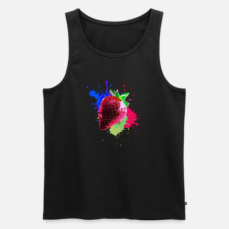 pop-art,erdbeere,farbklecks, splash - Männer Premium Bio Tank Top - Schwarz
