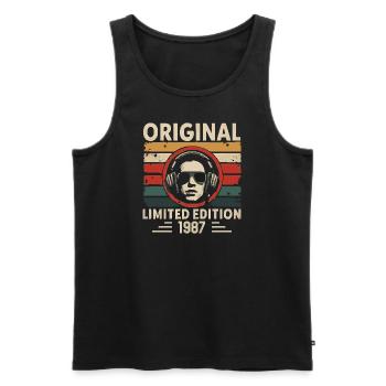Original 1987 Retro Anniversary 1987 Vintage 1987 - Men's Premium Organic Tank Top - black - Front - AI Model Male 178 light (178cm)