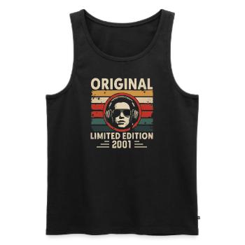 Original 2001 Retro Jubiläum 2001 Jahrgang 2001 - Männer Premium Bio Tank Top - Schwarz - Vorne - AI Model Male 178 light (178cm)