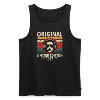 Original 1977 Retro Anniversary 1977 Vintage 1977 - Men's Premium Organic Tank Top - black - Front - AI Model Male 178 light (178cm)