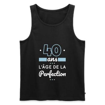 Anniversaire 40 ans - 40 ans âge de la perfection - Débardeur bio Premium Homme - noir - Devant - AI Model Male 178 light (178cm)