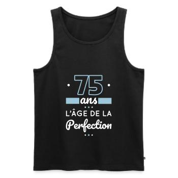 Anniversaire 75 ans - 75 ans âge de la perfection - Débardeur bio Premium Homme - noir - Devant - AI Model Male 178 light (178cm)