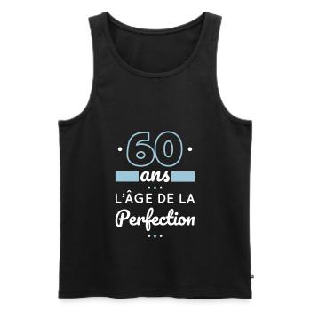 Anniversaire 60 ans - 60 ans âge de la perfection - Débardeur bio Premium Homme - noir - Devant - Michal (187cm)