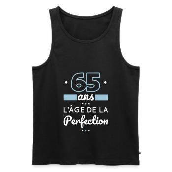Anniversaire 65 ans - 65 ans âge de la perfection - Débardeur bio Premium Homme - noir - Devant - AI Model Male 178 light (178cm)