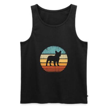 Français Bulldog - Coucher de soleil rétro - Französische - Débardeur bio Premium Homme - noir - Devant - Michal (187cm)