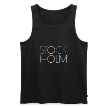 Stockholm Logo - Männer Premium Bio Tank Top - Schwarz - Vorne - AI Model Male 178 light (178cm)