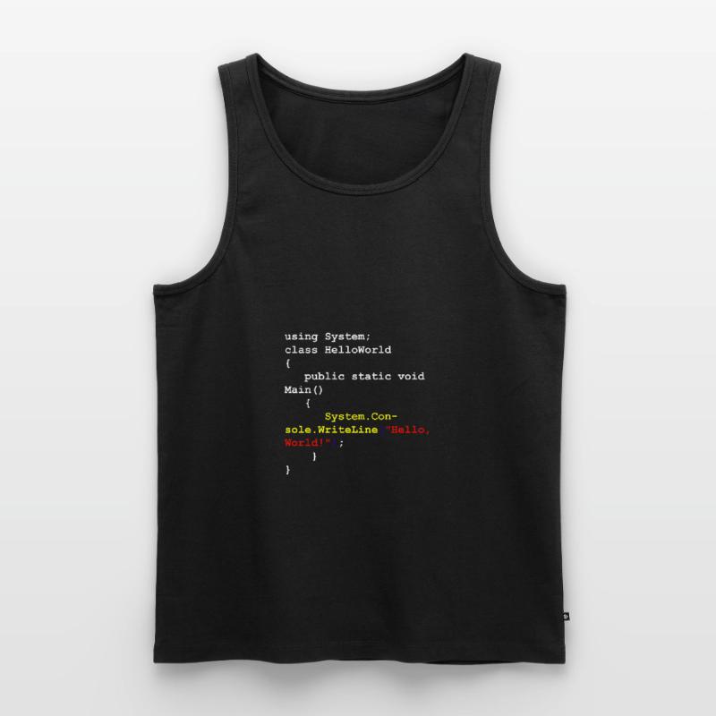 Hello World C # Sharp developer program gift Men's Premium Organic Tank Top