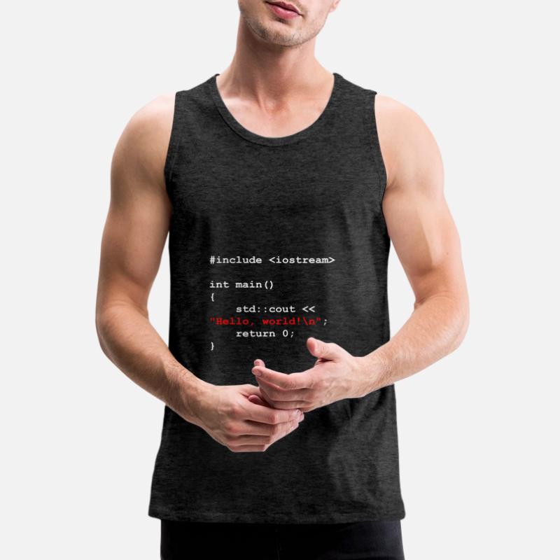 Hello World C ++ Developer Program Gift Men's Premium Organic Tank Top