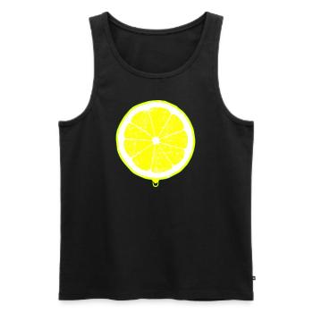 Zitrone mit Tropfen - Männer Premium Bio Tank Top - Schwarz - Vorne - AI Model Male 178 light (178cm)