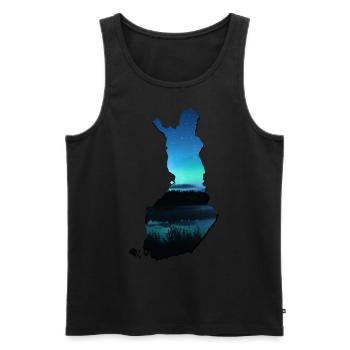 Blaue Finnland Karte - Männer Premium Bio Tank Top - Schwarz - Vorne - AI Model Male 178 light (178cm)