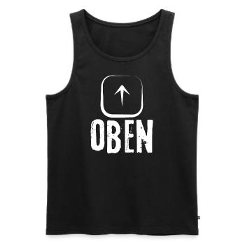 Oben ! Karton Aufdruck - Männer Premium Bio Tank Top - Schwarz - Vorne - AI Model Male 178 light (178cm)