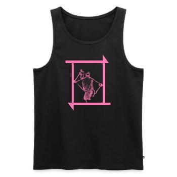 Deformiertes Skelett im pinken Rahmen - Männer Premium Bio Tank Top - Schwarz - Vorne - Michal (187cm)