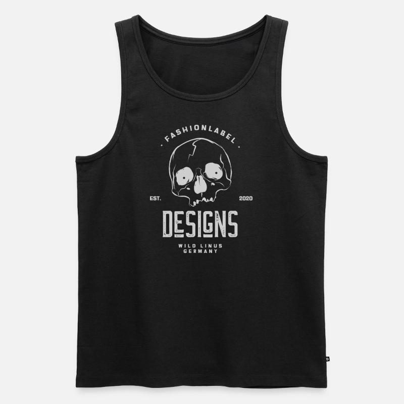 Skull Design I Wild Linus - Männer Premium Bio Tank Top - Schwarz