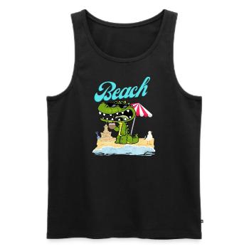Crocodile on the beach enjoys the holiday - Men's Premium Organic Tank Top - black - Front - Michal (187cm)