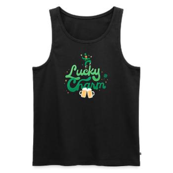 Saint Patrick - Lucky Charm Lucky Leprechaun - Débardeur bio Premium Homme - noir - Devant - Michal (187cm)