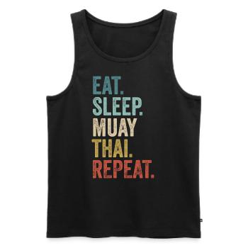 Manger Dormir Muay Thai Répéter Muay Thai - Débardeur bio Premium Homme - noir - Devant - Michal (187cm)