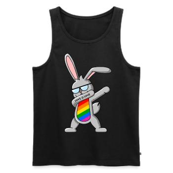 Gay Pride Dab Dance Bunny - Débardeur bio Premium Homme - noir - Devant - AI Model Male 178 light (178cm)