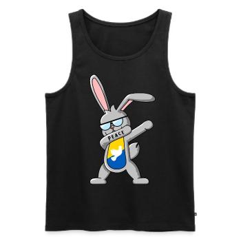 Hase tanzt DAB für Frieden in der Ukraine - Männer Premium Bio Tank Top - Schwarz - Vorne - Michal (187cm)