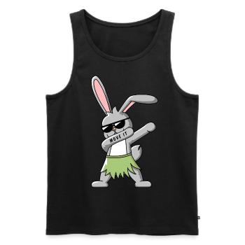 DAB TANZ HASE T-SHIRT - Männer Premium Bio Tank Top - Schwarz - Vorne - AI Model Male 178 light (178cm)