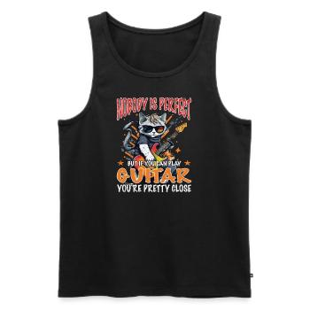 Guitar Cat - Nobody Is Perfect - Guitarist - Men's Premium Organic Tank Top - black - Front - AI Model Male 178 light (178cm)
