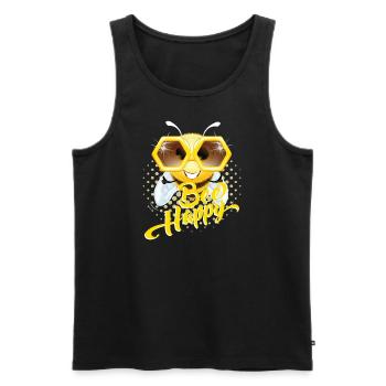 Bee Happy Bee Glasses Live Happy Attitude - Men's Premium Organic Tank Top - black - Front - AI Model Male 178 light (178cm)