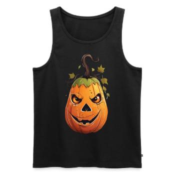 Lustiger Halloween Kürbis Kinderdesign - Männer Premium Bio Tank Top - Schwarz - Vorne - Michal (187cm)